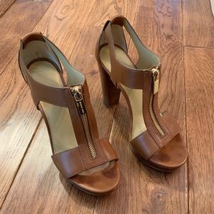 Michael Kors Camel Color Zipper Sandal Heel